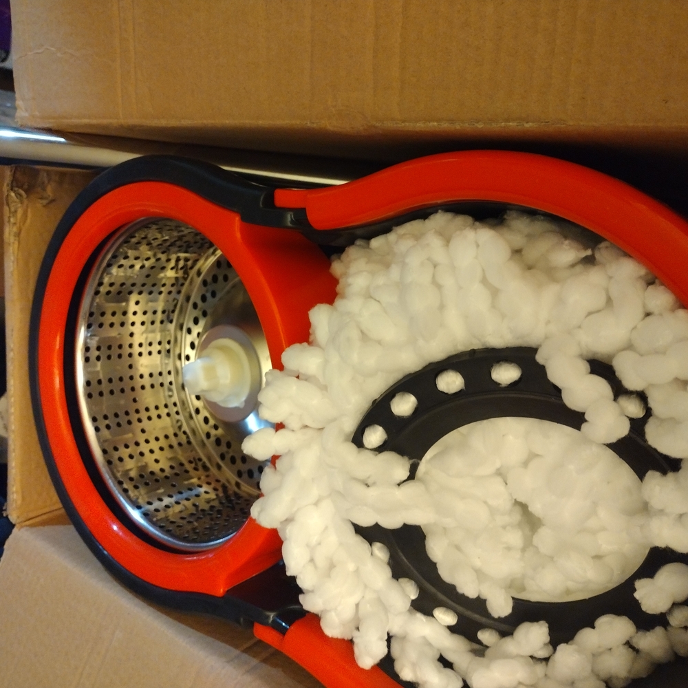 Red Spin Mop with Stainless Steel Basket